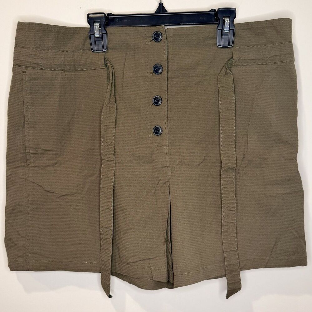 Rag & Bone Camille Seersucker Shorts Paperbag Waist Olive Green Size 10 EUC!! - Picture 2 of 6